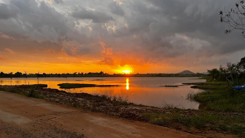 Golden Hours & Painted Skies at Rahathangama Lake "Experience the most breathtaking sunsets in Sri Lanka right at our doorstep. As the sun dips below the horizon, Rahathangama Wewa transforms into a mirror of gold and crimson. Whether you are a photograph